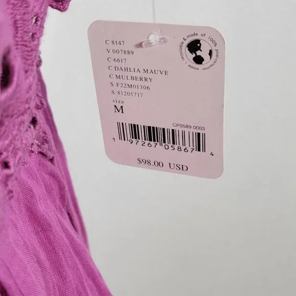 FREE PEOPLE Ilektra Lace Inset Cotton Chemise mini dress Sz M NEW - Picture 12 of 12